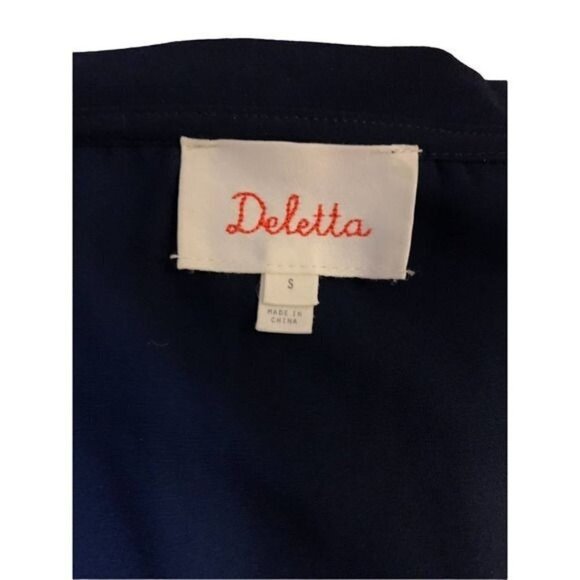 Anthropologie Deletta Women's Blouse Top Small Navy Sparkle Layered Sleeveless - Picture 13 of 13